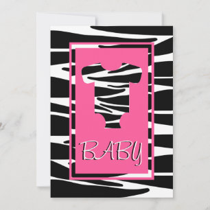 Invitation Baby shower Zebra and Pink Baby Clothes
