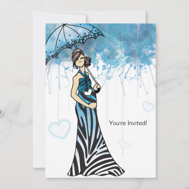 Invitation Baby shower Zebra - Blue2 (Devant)