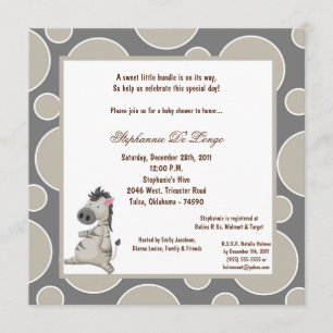 Invitation Baby shower Zebra Pok-a-Dot 5x7