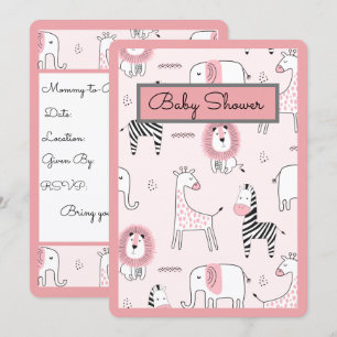 Invitation Baby shower Zoo Animaux