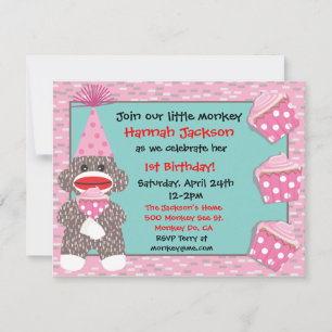 Invitation Baby Sock singe cupcake fête d'anniversaire Invita