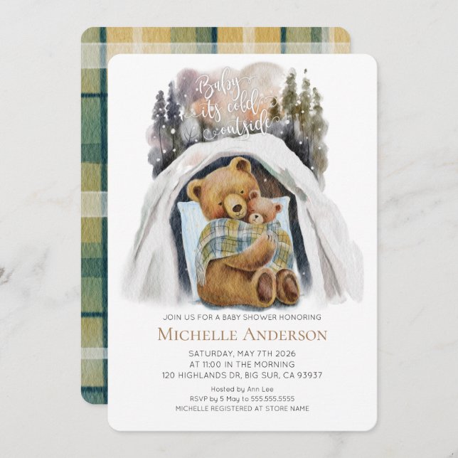 Invitation Baby Son Froid À L'Extérieur Baby shower Invitatio (Devant / Derrière)