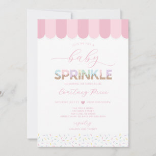 Invitation Baby Sprinkle Bébé Rose Fête Prénatale