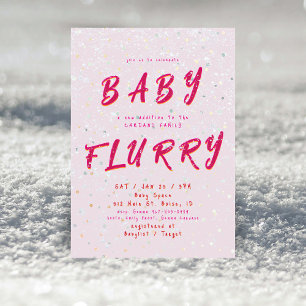 Invitation Baby Sprinkle d'hiver Tourbillon de neige rose