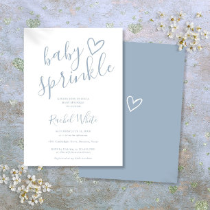 Invitation Baby Sprinkle Shower pour Petit Garçon Bleu Poussi