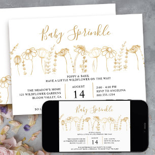 Invitation Baby Sprinkle Wildflower Or Sketch Fête de Naissan