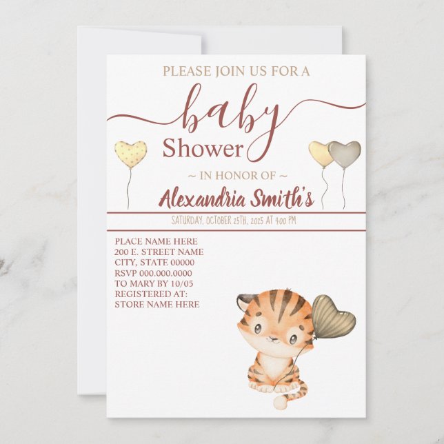 Invitation Baby Tiger | BABY SHOWER (Devant)