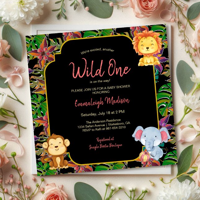 Invitation Baby Wild One Jungle Animaux (Créateur téléchargé)