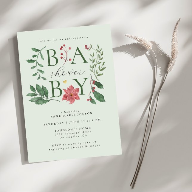 Invitation Baby Winter Blooms Classy Botanical Baby Shower (Créateur téléchargé)