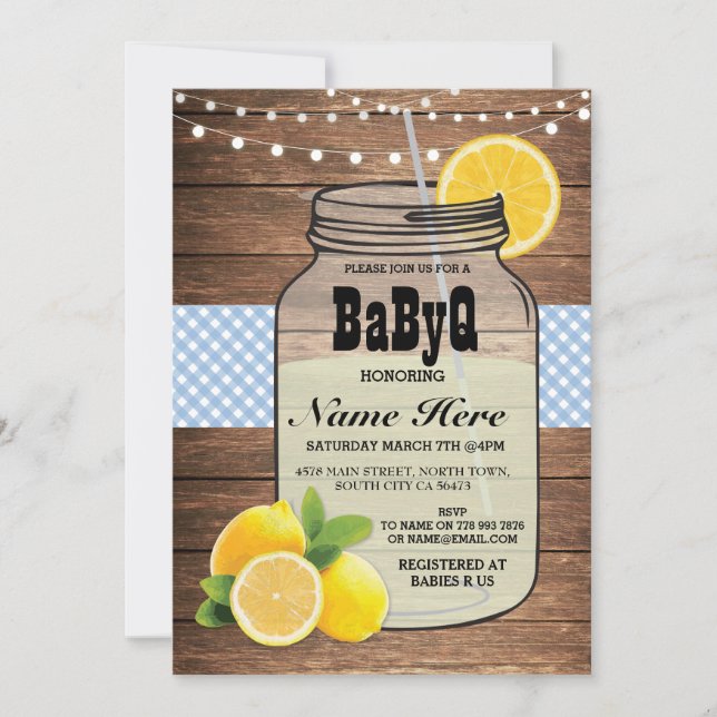 Invitation BaByQ Baby shower de révélation de genre Blue Chec (Devant)