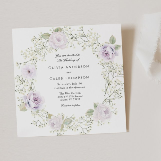 Invitation Baby's Breath and Purple Roses Wedding (Créateur téléchargé)
