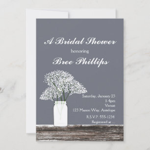 Invitation Baby's Breath dans un pot Mason Rustique Invitatio