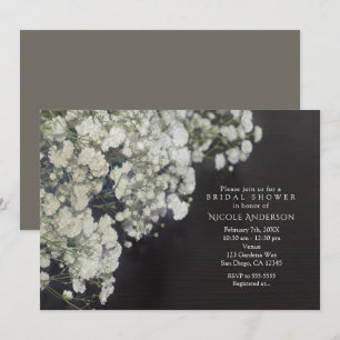 Invitation Baby's Breath & Dark Wood Rustic Baby Shower de ma