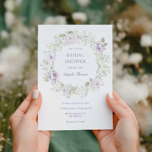Invitation Baby's Breath et Roses Violettes Baby Shower