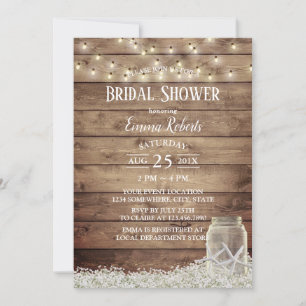 Invitation Baby's Breath Étoile de Mer Rustique Pot Mariage