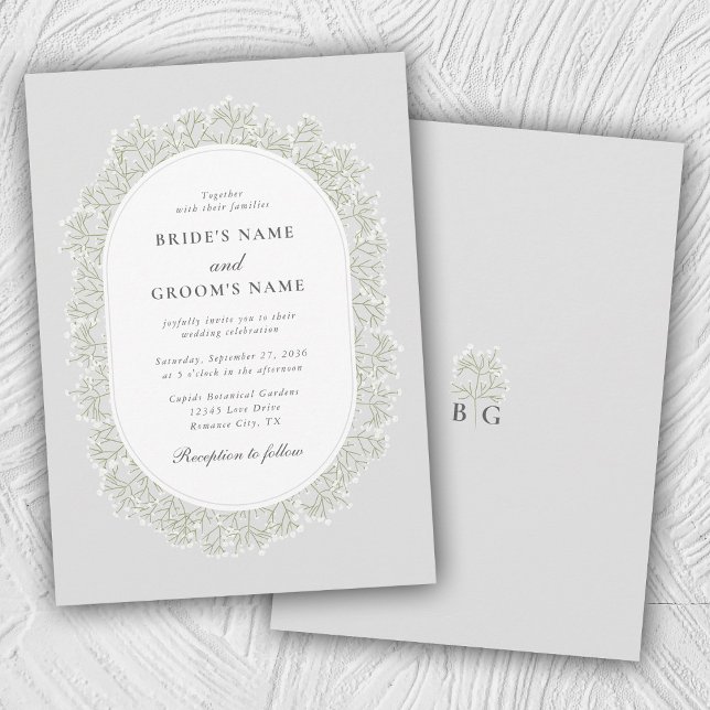 Invitation Baby's Breath Monogram Gypsophila Floral Wedding (Baby's Breath Monogram Gypsophila Floral Wedding Invitation)