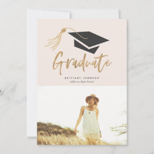 Invitation Bac de diplôme et Tassel Gold Foil Photo Party