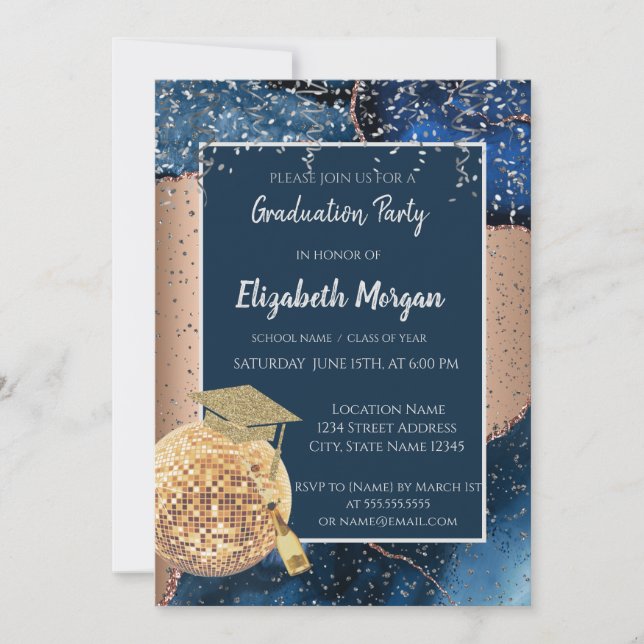 Invitation Bac de graduation de parties scintillant, Agate de (Devant)