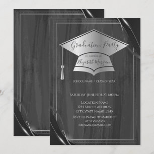 Invitation Bac de graduation en argent simple, Graduation en