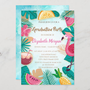 Invitation Bac de parties scintillant, Diplôme Tropical