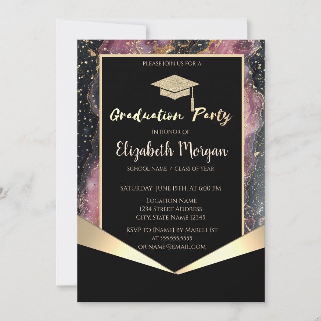 Invitation Bac de parties scintillant, Marbre Bourgogne Confe (Devant)