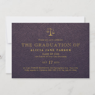 Invitation Baccalauréat en droit élégant violet or photo