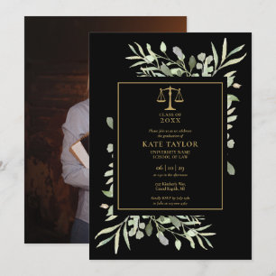 Invitation Baccalauréat en droit Photo Black and Gold Foliage