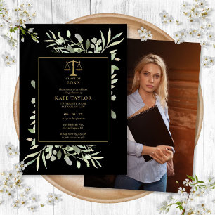 Invitation Baccalauréat en droit Photo Black and Gold Foliage