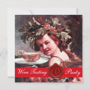 INVITATION BACCHUS, FÊTE DE DÉGUSTATION DE VIN PARCHEMIN À SC