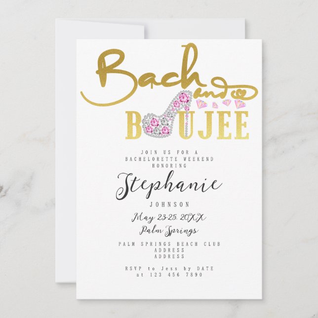 Invitation Bach & Boujee Gold Diamond Glam Bachelorette (Devant)