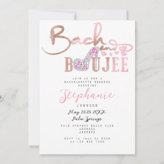 Invitation Bach & Boujee Rose Diamond Glam Bachelorette Party