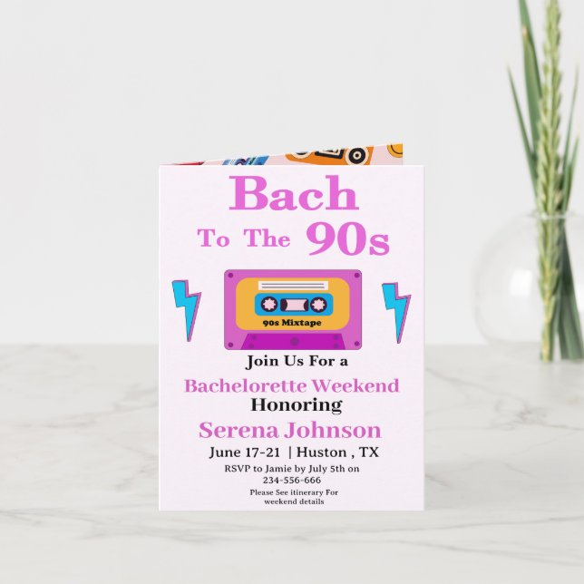 Invitation Bach To The 90s Cassette Tape Bachelorette Week-en (Devant)
