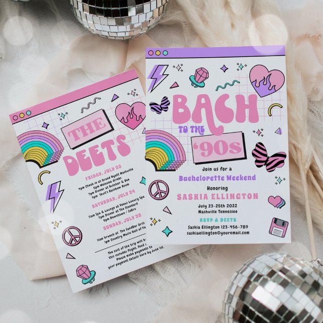 Invitation Bach To The 90s Y2K Bachelorette Weekend Itinérair (Créateur téléchargé)