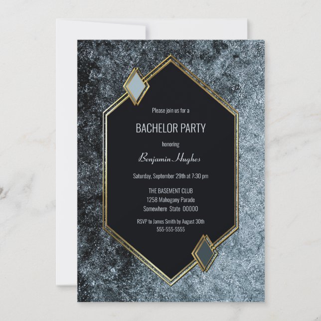 Invitation Bachelor Black and Gold (Devant)