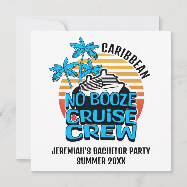 Invitation Bachelor NO BOOZE CROISIÈRE Destination (Devant)