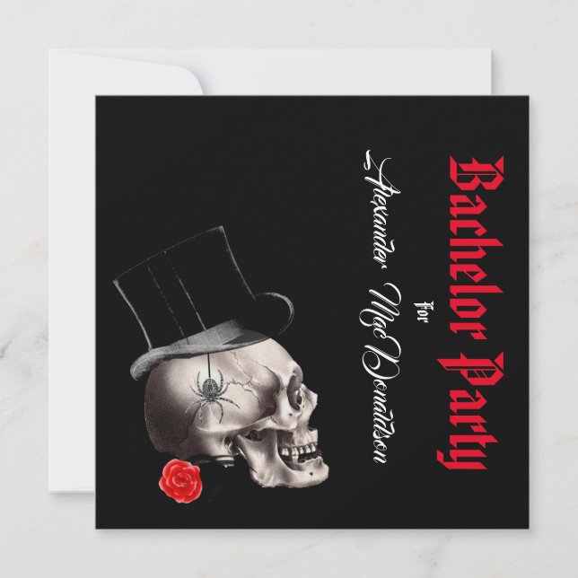 Invitation Bachelor noir gothique, rock ou motard (Devant)