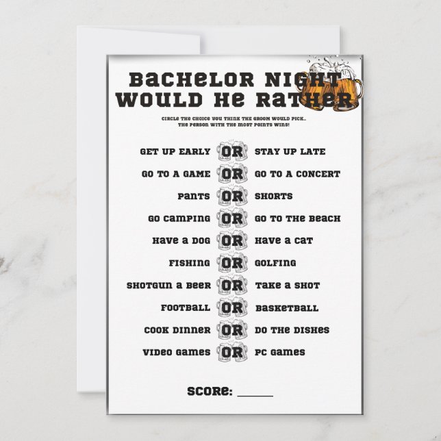 Invitation Bachelor Partie, Voudrait-Il Plaire (Devant)