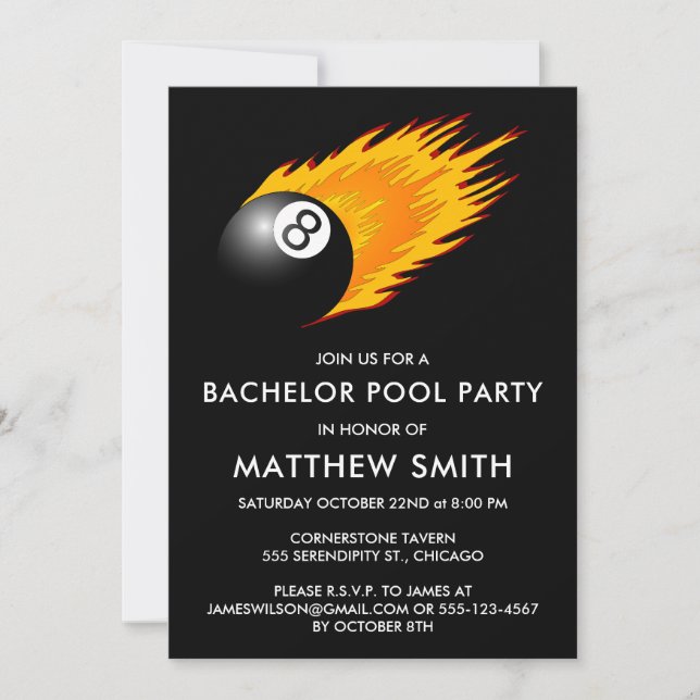 Invitation Bachelor Party 8 Ball Pool Billards (Devant)