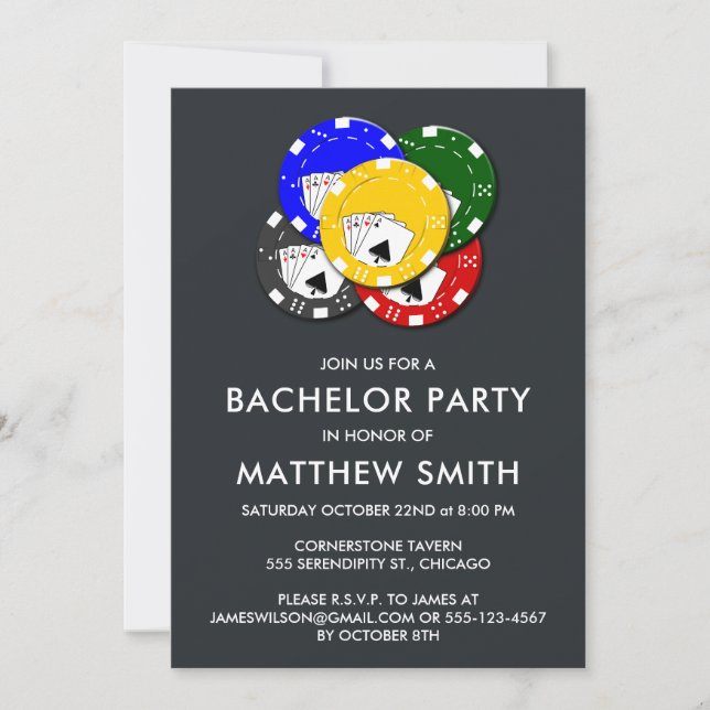 Invitation Bachelor Party Casino Poker Nuit (Devant)