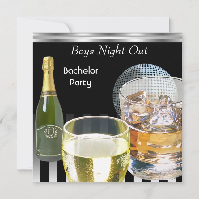 Invitation Bachelor Party Mens Boys Night Out Boissons 2 (Devant)