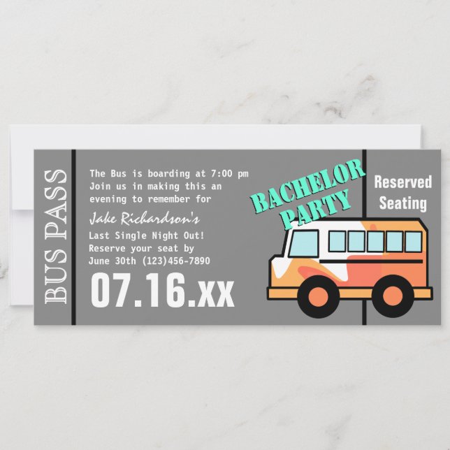 Invitation Bachelor Party Pass Orange (Devant)