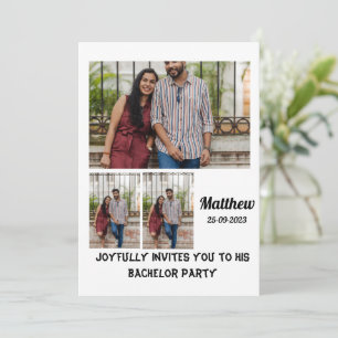 Invitation Bachelor Party personnalisé 3 Photo Collage