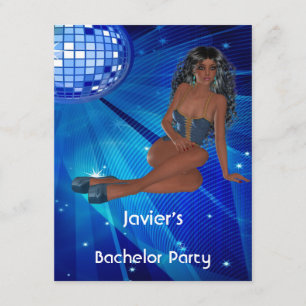 Invitation Bachelor Party S.exy Girl Blue Disco Club