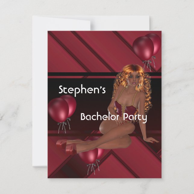 Invitation Bachelor Party S.exy Girl Red Balloons (Devant)