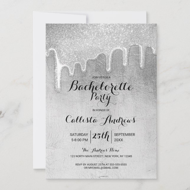 Invitation Bachelorette à épaisse Parties scintillant en arge (Devant)