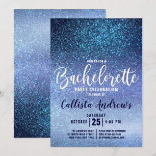Invitation Bachelorette à Parties scintillant triple bleu Gir