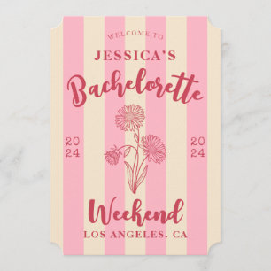 Invitation Bachelorette à rayures beige rose doux