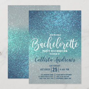 Invitation Bachelorette à trois Parties scintillant Turquoise