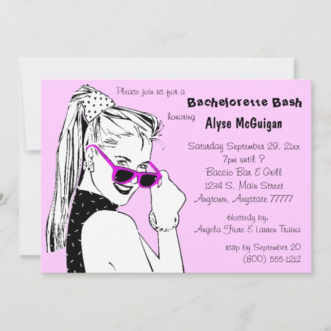 Invitation Bachelorette Bash Pink (Devant)