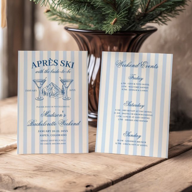 Invitation Bachelorette Bleue Bleu Apres Ski (Créateur téléchargé)